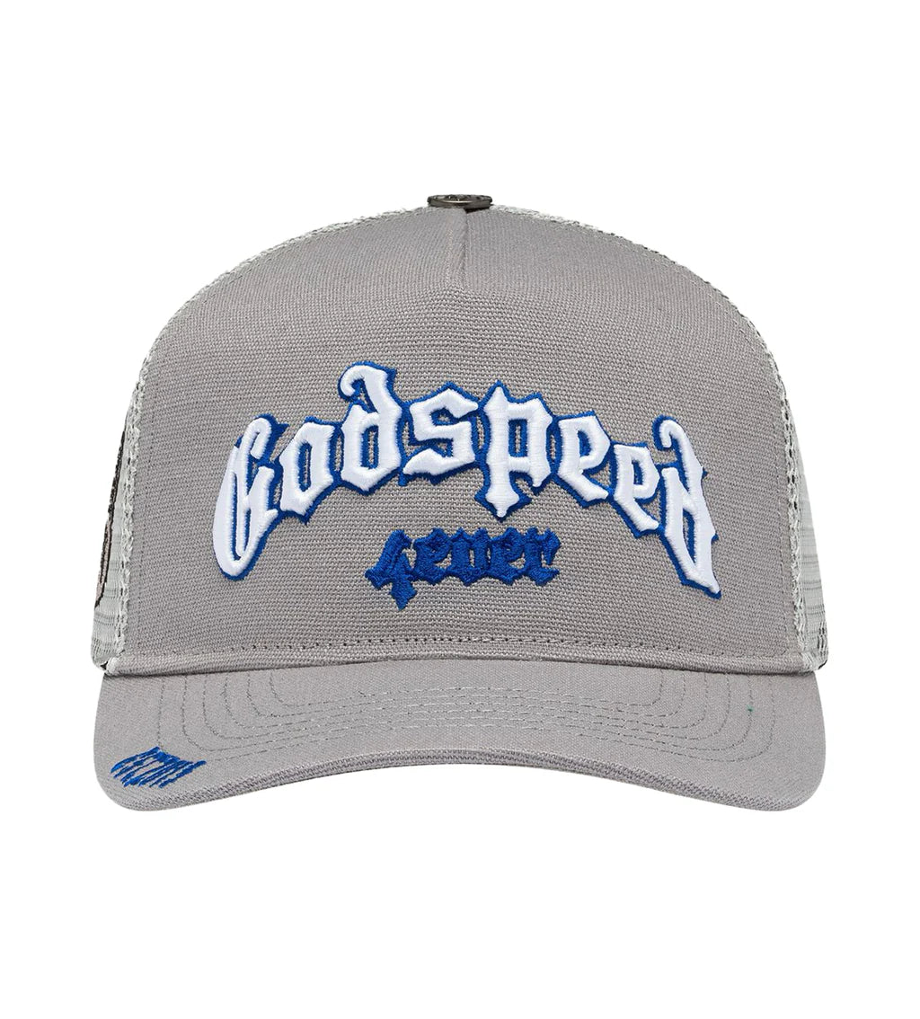 Godspeed Forever Trucker Hat Grey/Royal Blue