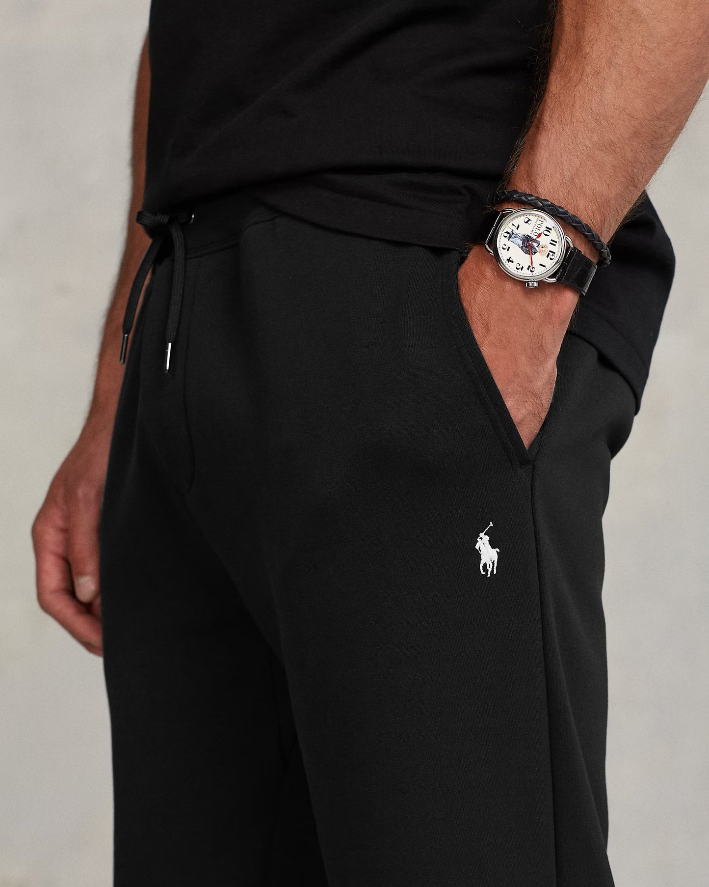 Double-Knit Full-Zip Hoodie & Sweatpants " Polo Black "