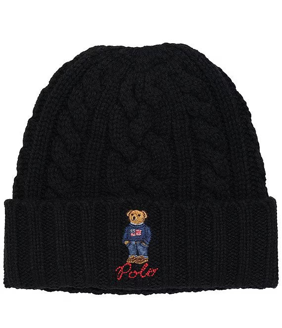 Polo Ralph Lauren Men's Cable-Knit Polo Bear Cuff Hat " Black "