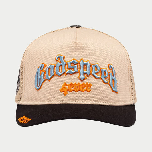 Godspeed Forever Trucker Hat Bone/Blue/Orange