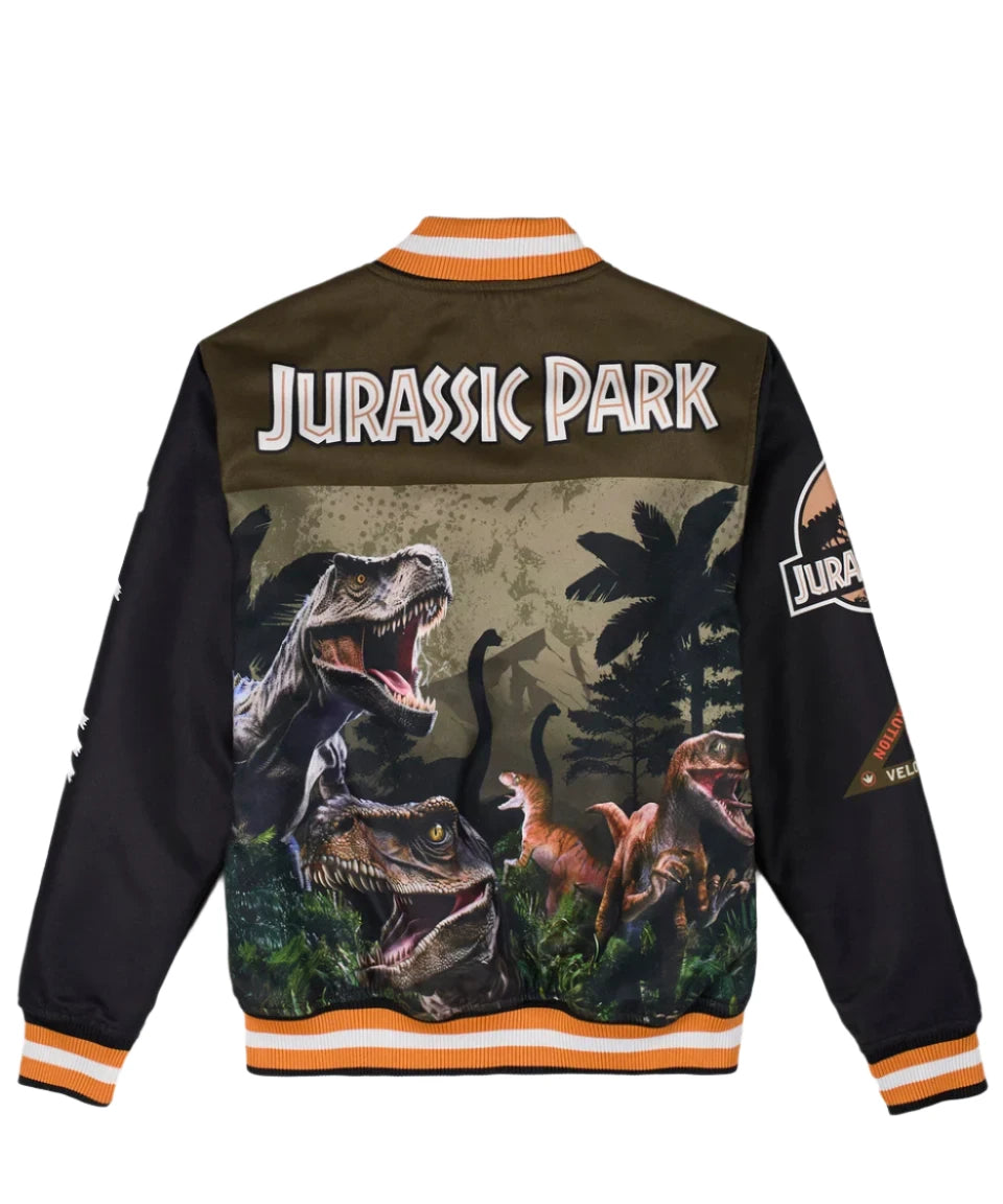 Jurassic Park Varsity Jacket - Olive Green