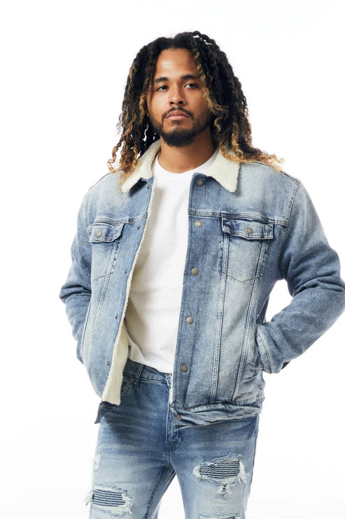 M.Society Denim Jacket with Sherpa Lining " Medium Blue "