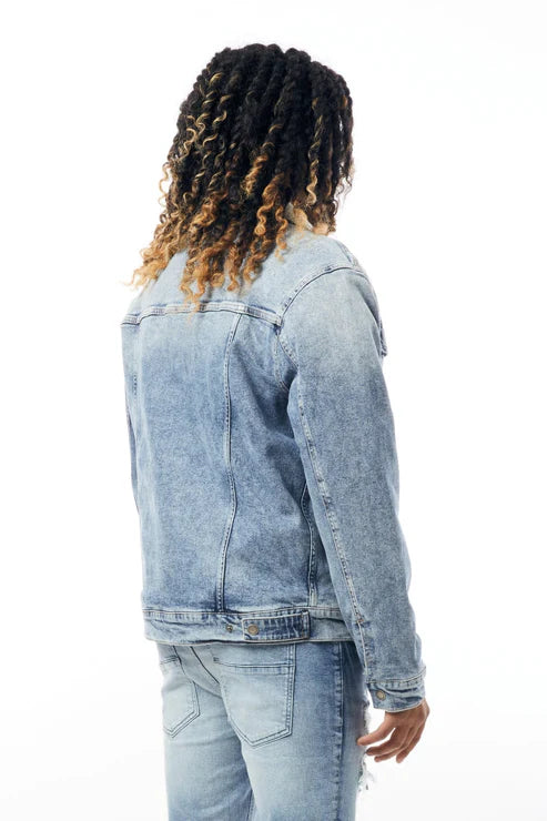 M.Society Denim Jacket with Sherpa Lining " Medium Blue "