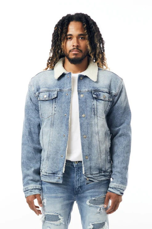 M.Society Denim Jacket with Sherpa Lining " Medium Blue "