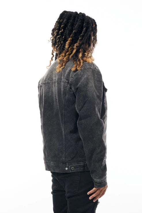 M.Society Denim Jacket with Sherpa Lining " Black "