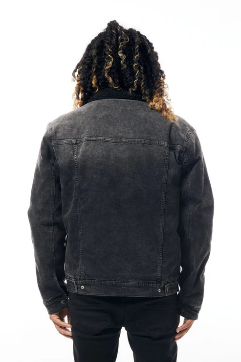 M.Society Denim Jacket with Sherpa Lining " Black "