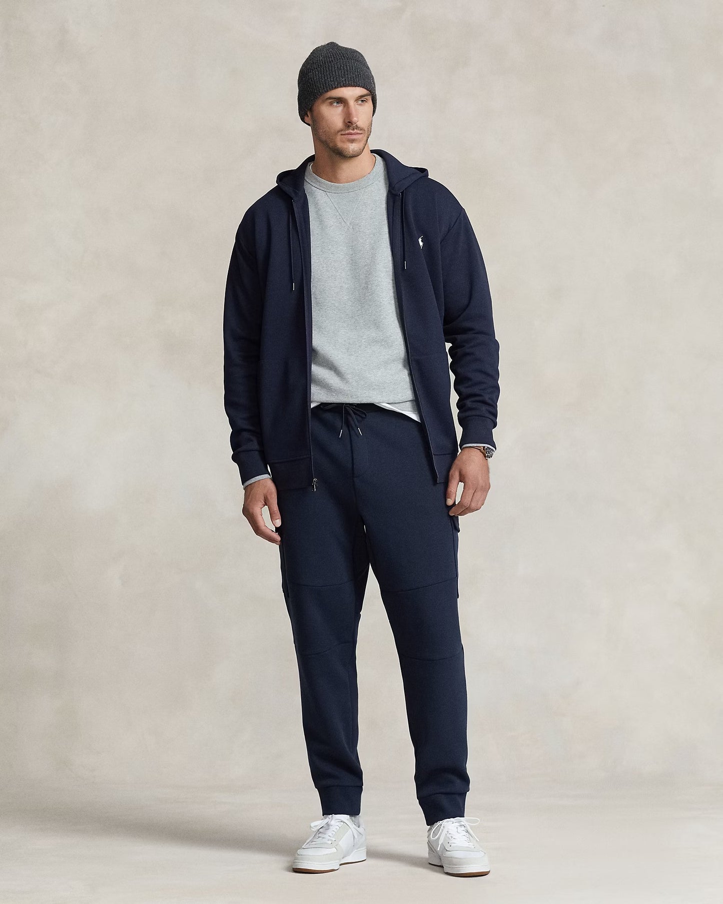 Double-Knit Full-Zip Hoodie & Sweatpants " Navy "